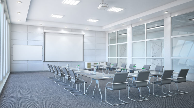 conference room with chairs in U shape layout
